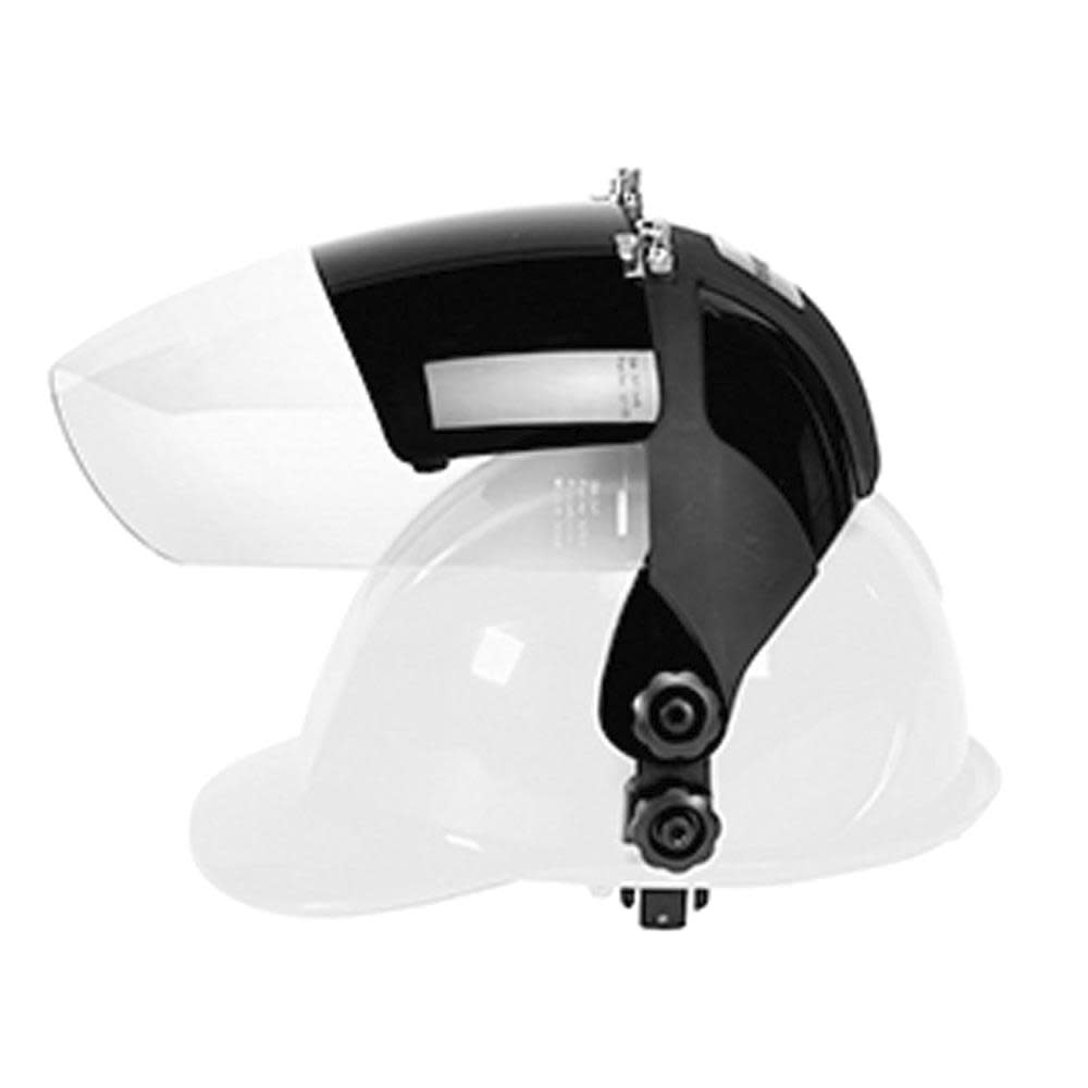 Sellstrom Single Crown Safety Face Shield with Universal Hard Hat Slot Adapter Anti-Fog Coating Clear Lens Black - Ascmtools