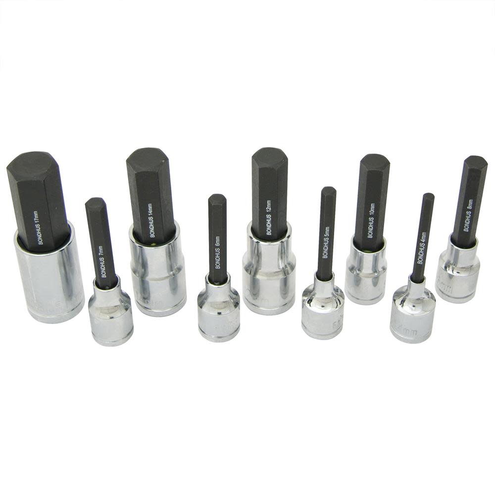 Bondhus 9pc Socket 2In Metric Hex Bit Set - Ascmtools