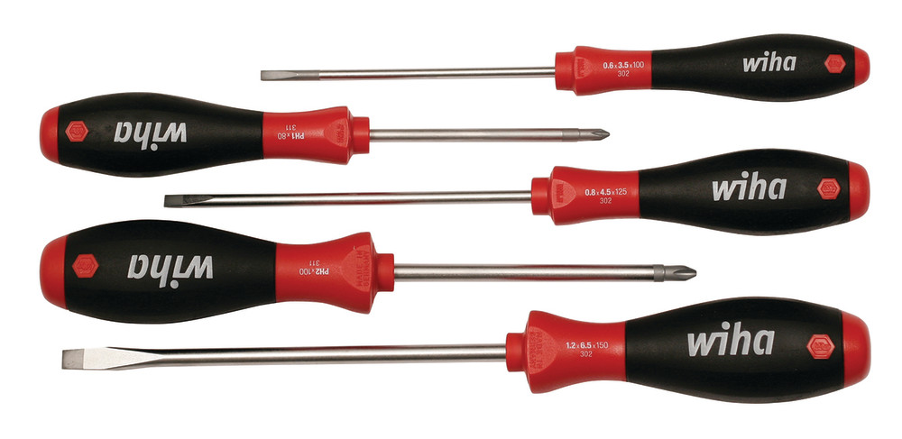 Wiha SoftFinish Slotted & Phillips Screwdriver Set 5pc - Ascmtools