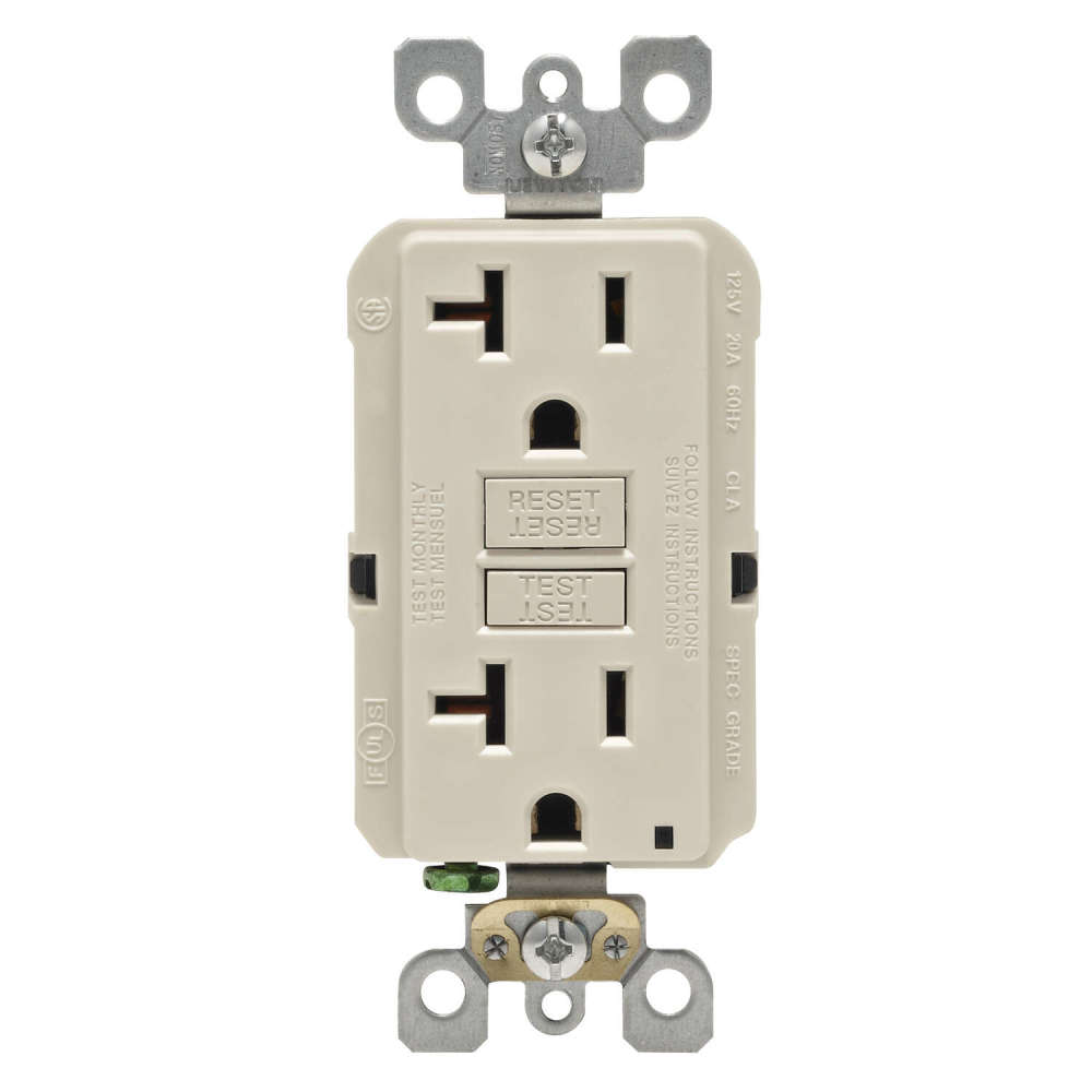 Leviton SmartlockPro GFCI Outlet 20A 125V Duplex Light Almond NEMA - Ascmtools