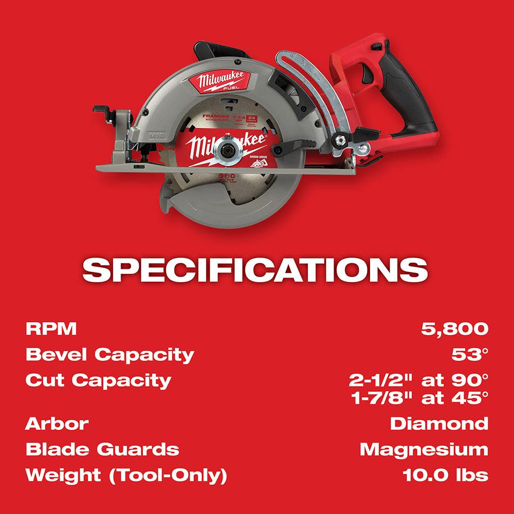 Milwaukee M18 FUEL Rear Handle 7-1/4 in. Circular Saw Kit - Ascmtools