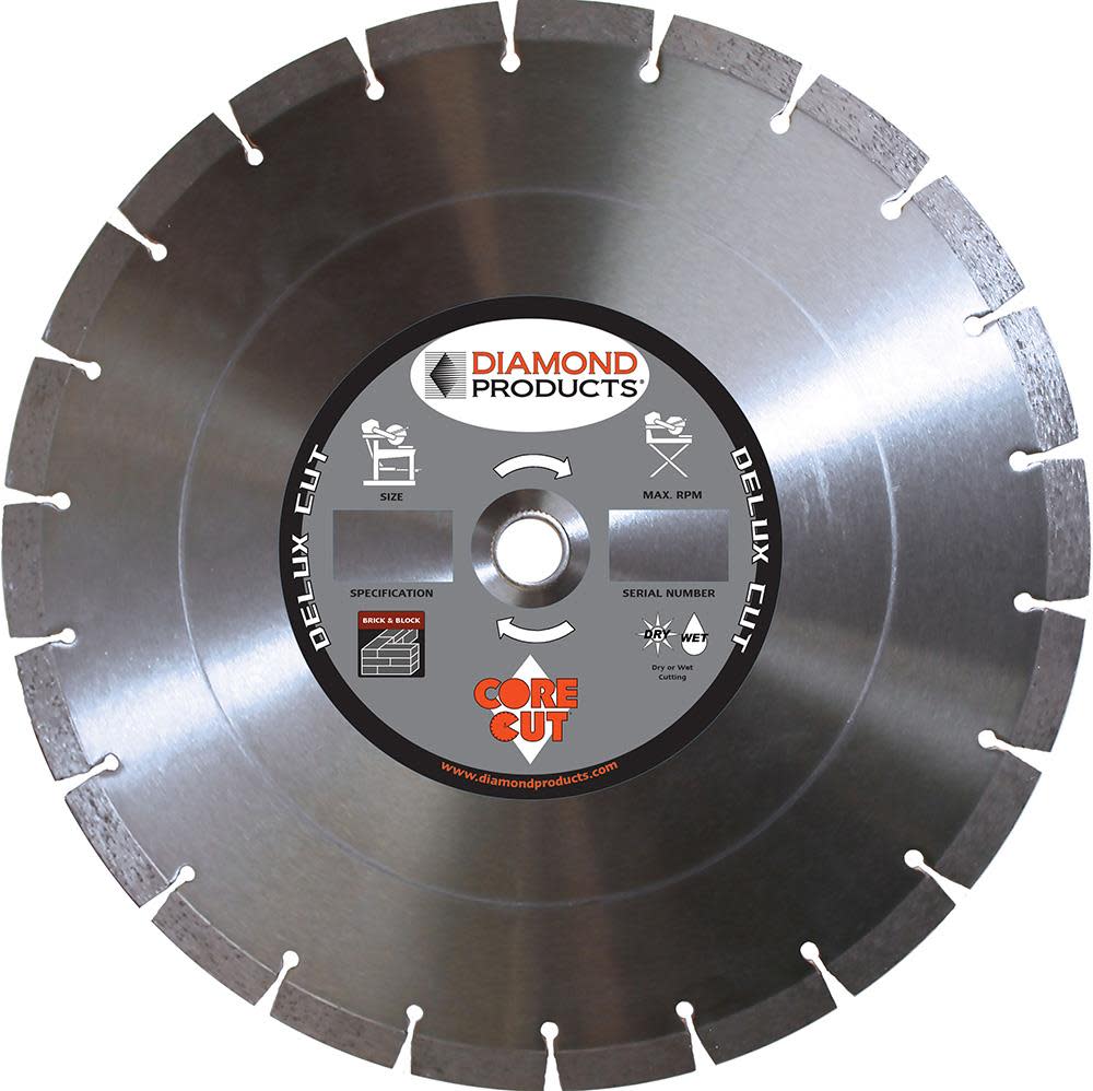 Diamond Products 14 In. x .125 x 1 In. Delux-Cut Masonry Blade - Ascmtools