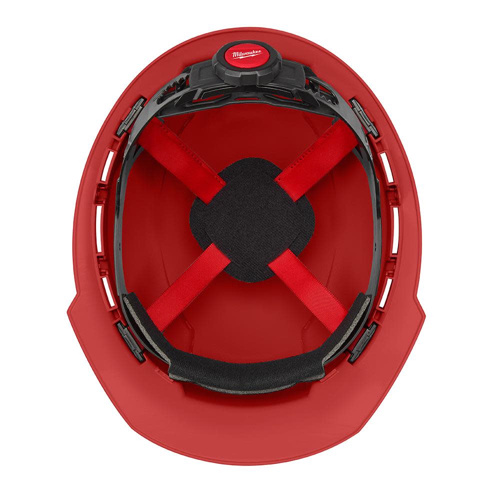 Milwaukee Front Brim Vented Hard Hat with 4pt Ratcheting Suspension Type 1 Class C Red - Ascmtools