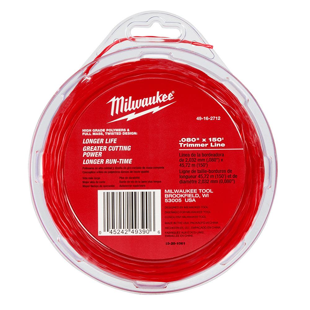 Milwaukee .080 In. x 150 Ft. Trimmer Line - Ascmtools