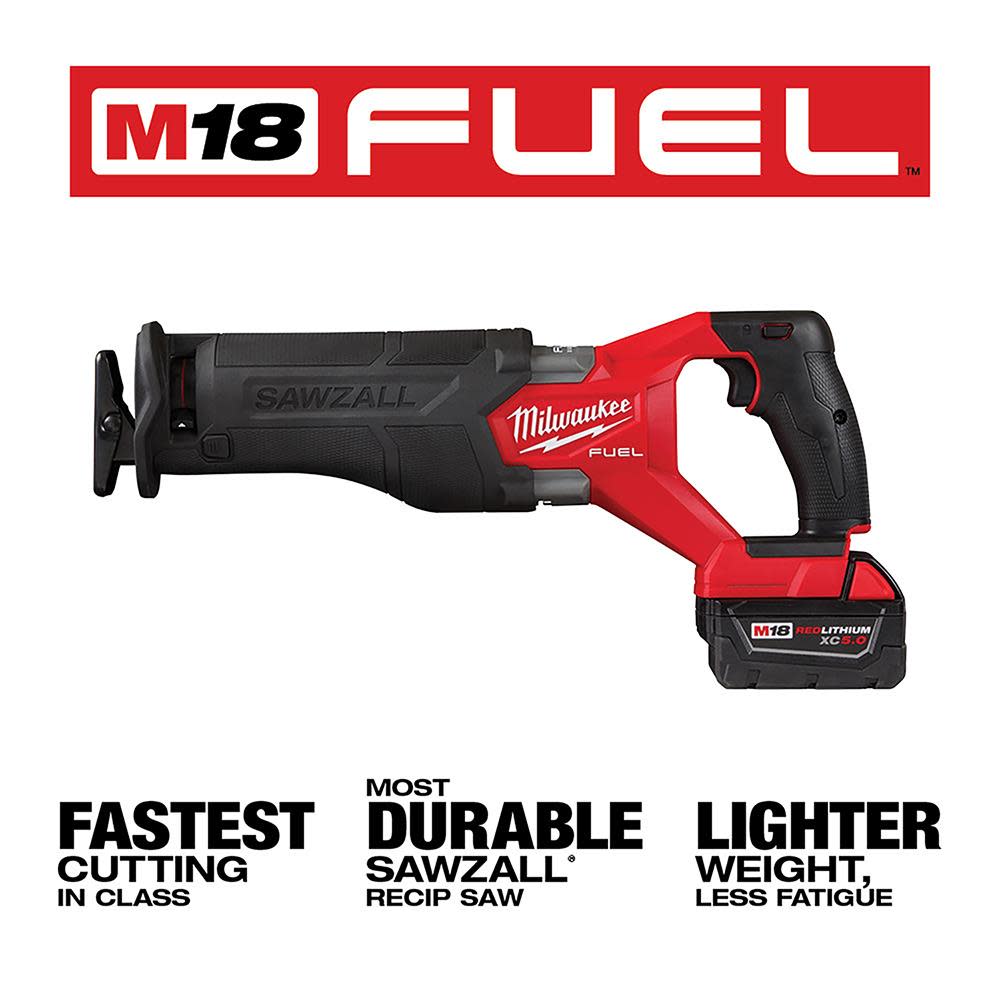 Milwaukee M18 FUEL SAWZALL Reciprocating Saw – 2 Battery XC5.0 Kit - Ascmtools