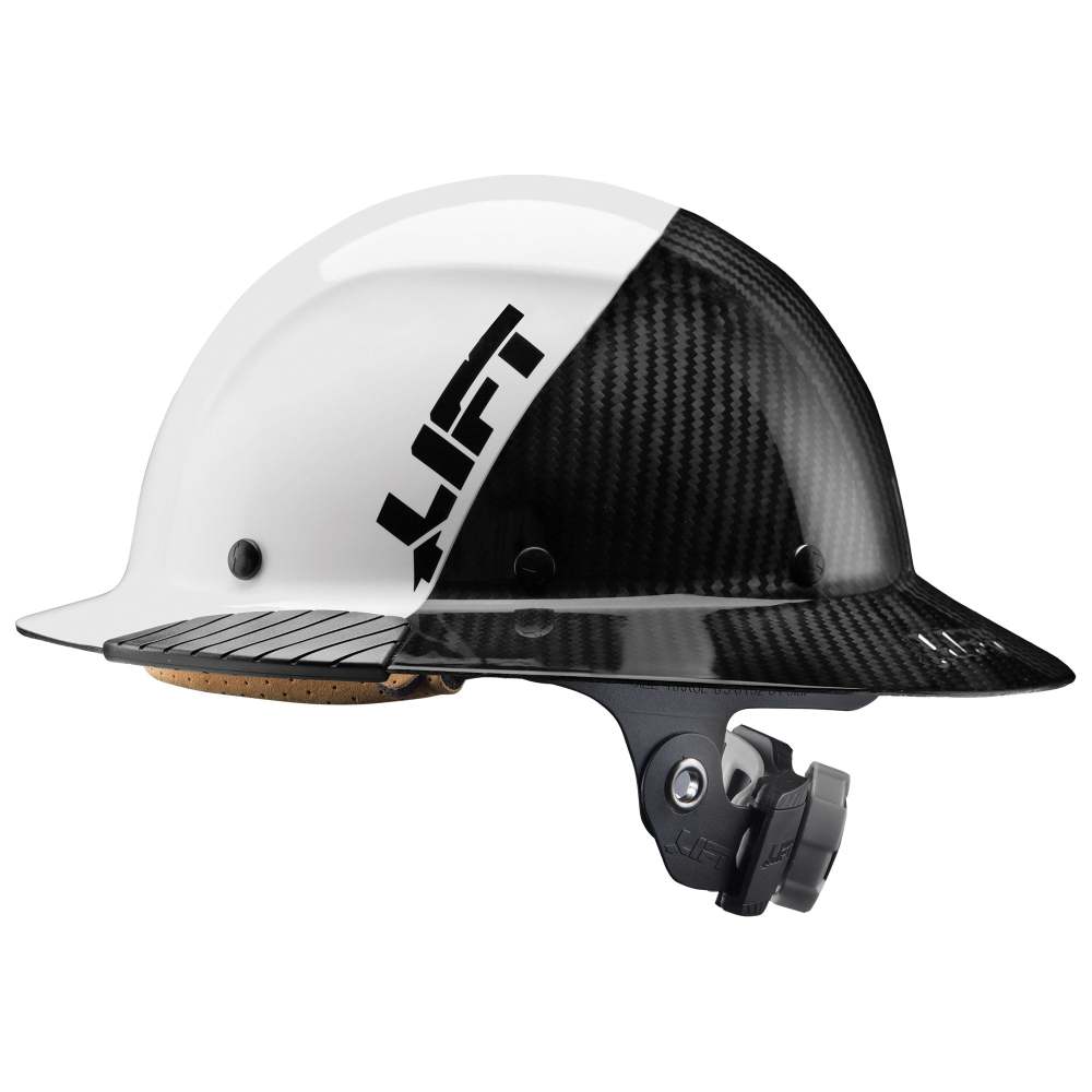 Lift Safety Hard Hat DAX FIFTY50 White/Black Carbon Full Brim - Ascmtools