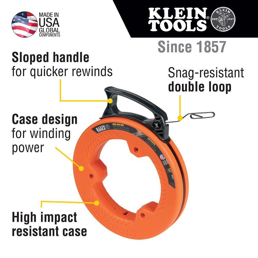 Klein Tools 50′ Steel Fish Tape - Ascmtools