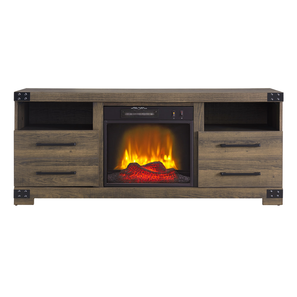 Hearthpro Media Electric Fireplace with Industrial Details - Ascmtools