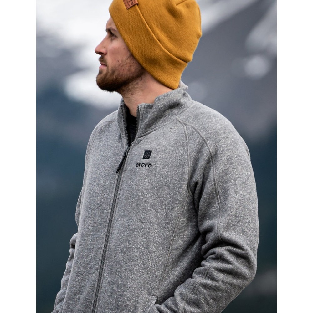 ORORO Mens Flecking Gray Heated Fleece Jacket Kit 2X - Ascmtools