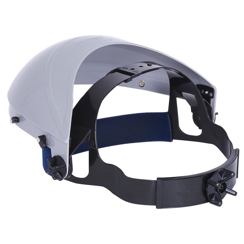 Sellstrom Single Crown Safety Face Shield with Ratchet Headgear Uncoated Aluminum Bound Window Clear Tint Gray Crown - Ascmtools