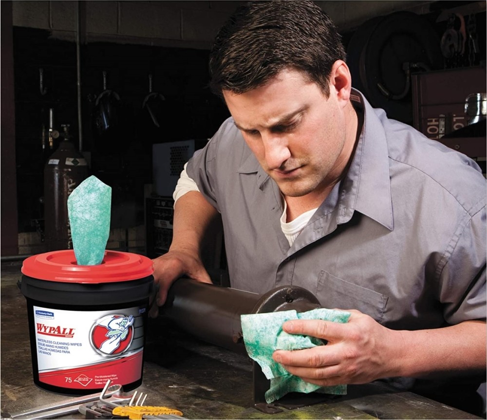 Wypall Bucket of 75 Waterless Industrial Cleaning Wipes - Ascmtools