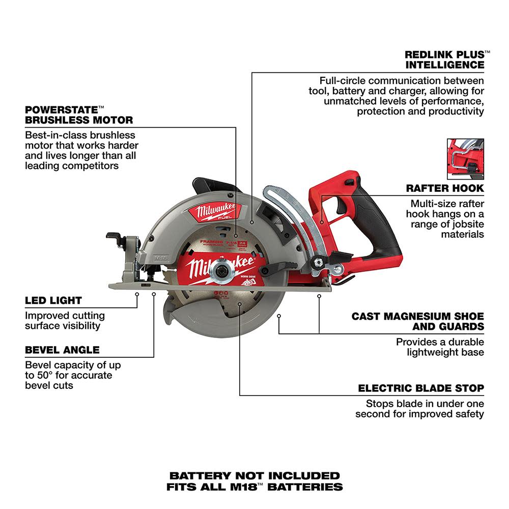 Milwaukee M18 FUEL Rear Handle 7-1/4 in. Circular Saw - Ascmtools