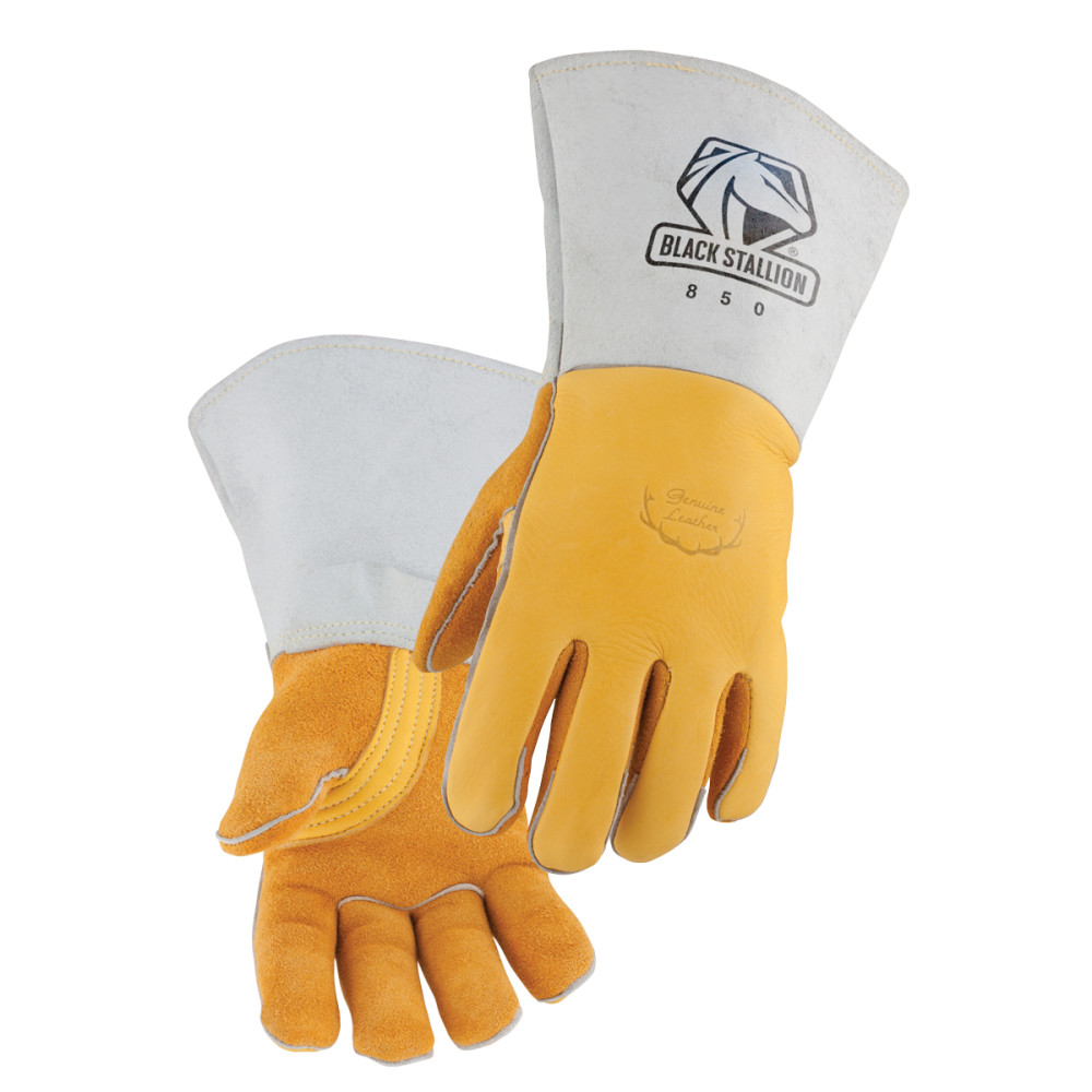 Black Stallion Welding Gloves Premium Grain Elkskin Stick XL - Ascmtools