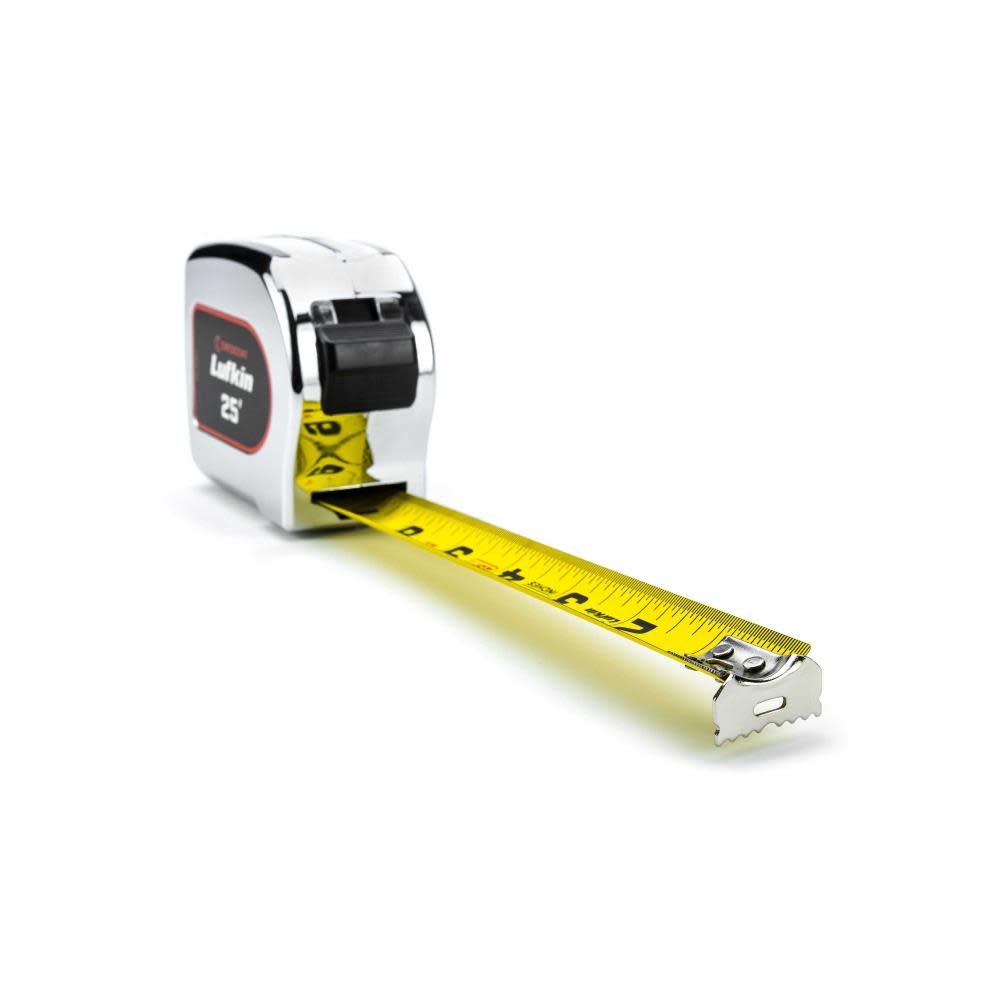 Crescent Lufkin Chrome Case Yellow Clad Tape Measure 1 1/8″ x 25′ - Ascmtools