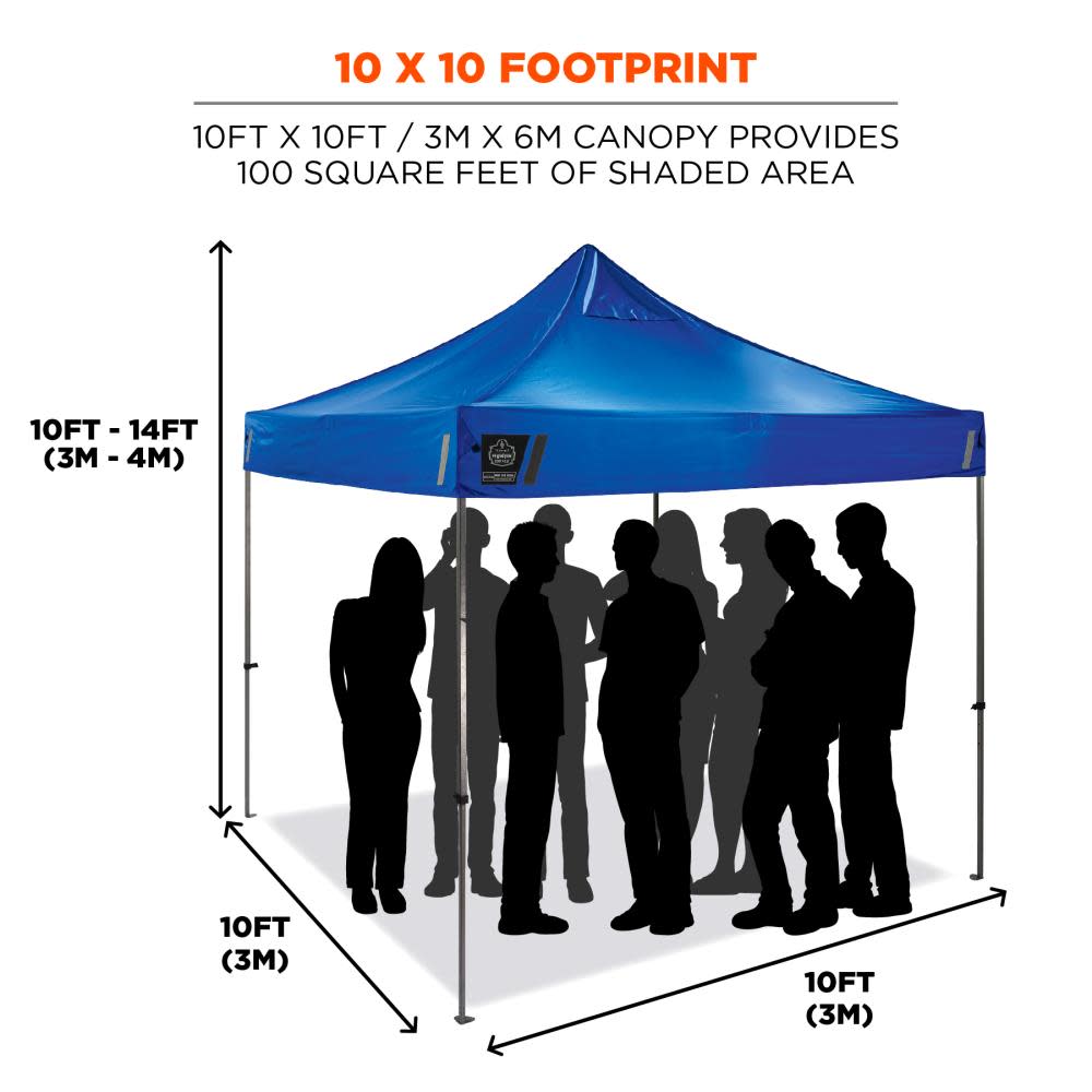 Ergodyne Shax 6000 Single Blue Heavy Duty Pop Up Tent 10′ x 10′ - Ascmtools