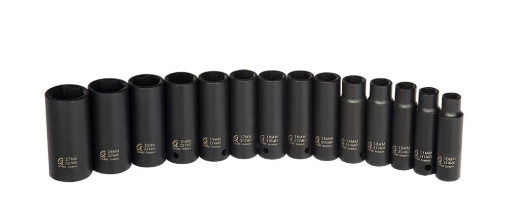 Sunex 1/2 In. Drive Metric Deep Impact Socket Set 14 pc. - Ascmtools