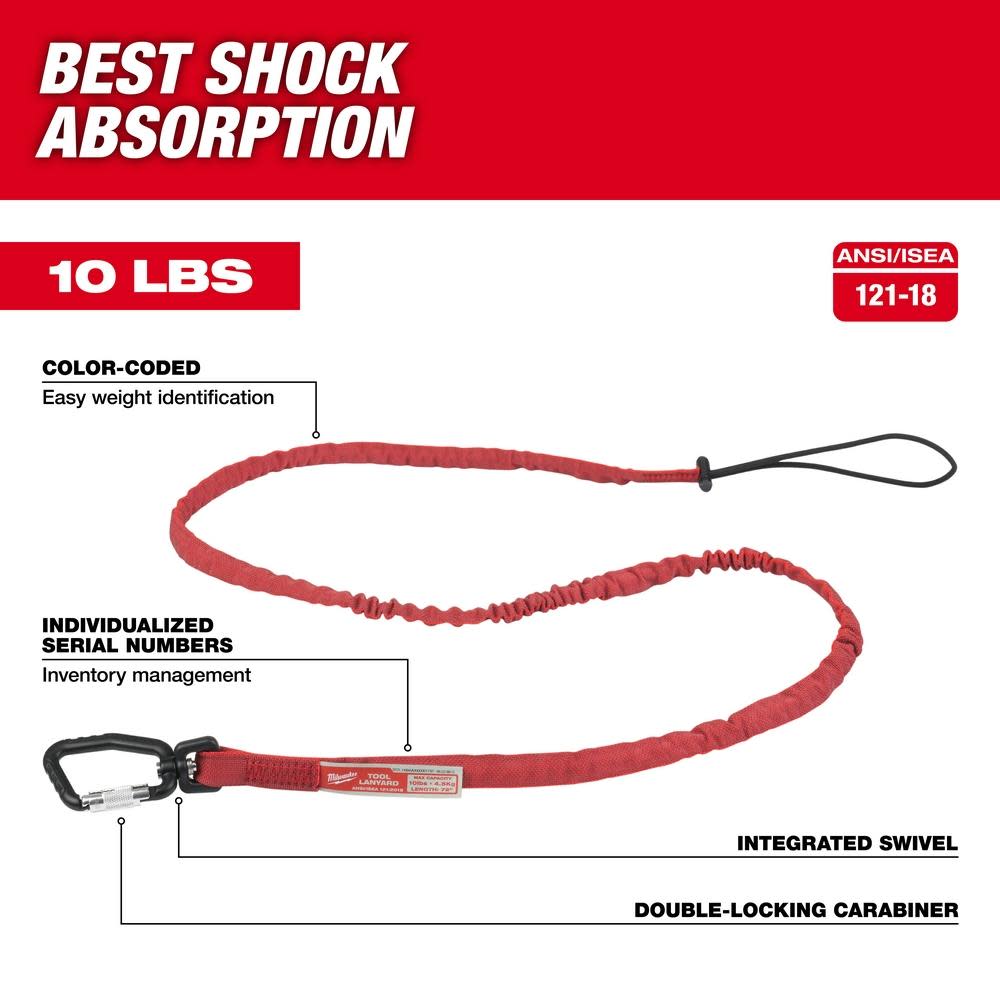 Milwaukee 10 Lbs. 72 in. Extended Reach Locking Tool Lanyard - Ascmtools