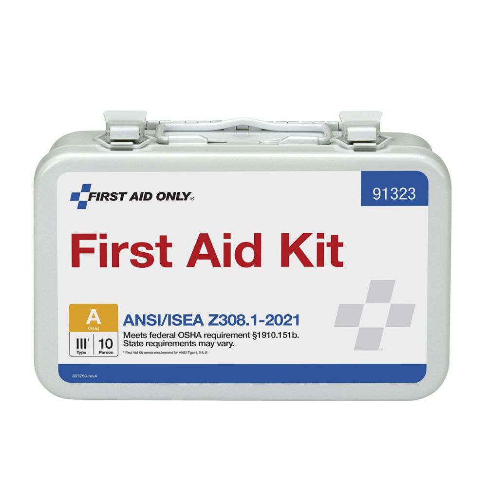 First Aid Only First Aid Kit 10 Person Metal Case ANSI Portable - Ascmtools