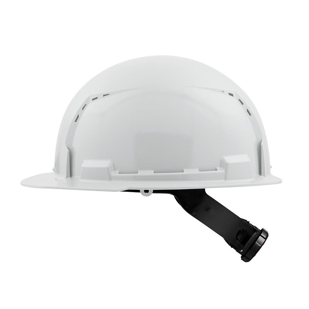 Milwaukee White Front Brim Vented Hard Hat with 4pt Ratcheting Suspension Type 1 Class C - Ascmtools