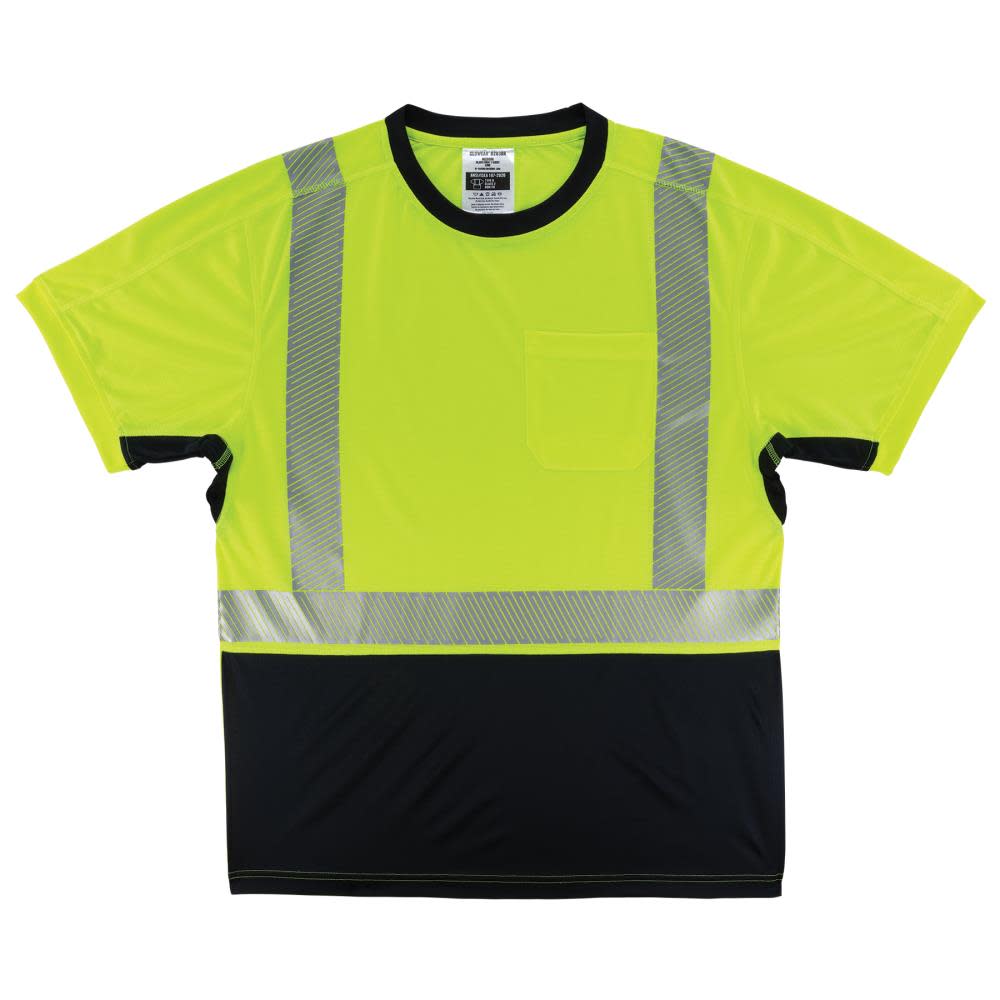 Ergodyne GloWear 8283BK Performance Hi Vis T Shirt Black Bottom Lime 3X - Ascmtools