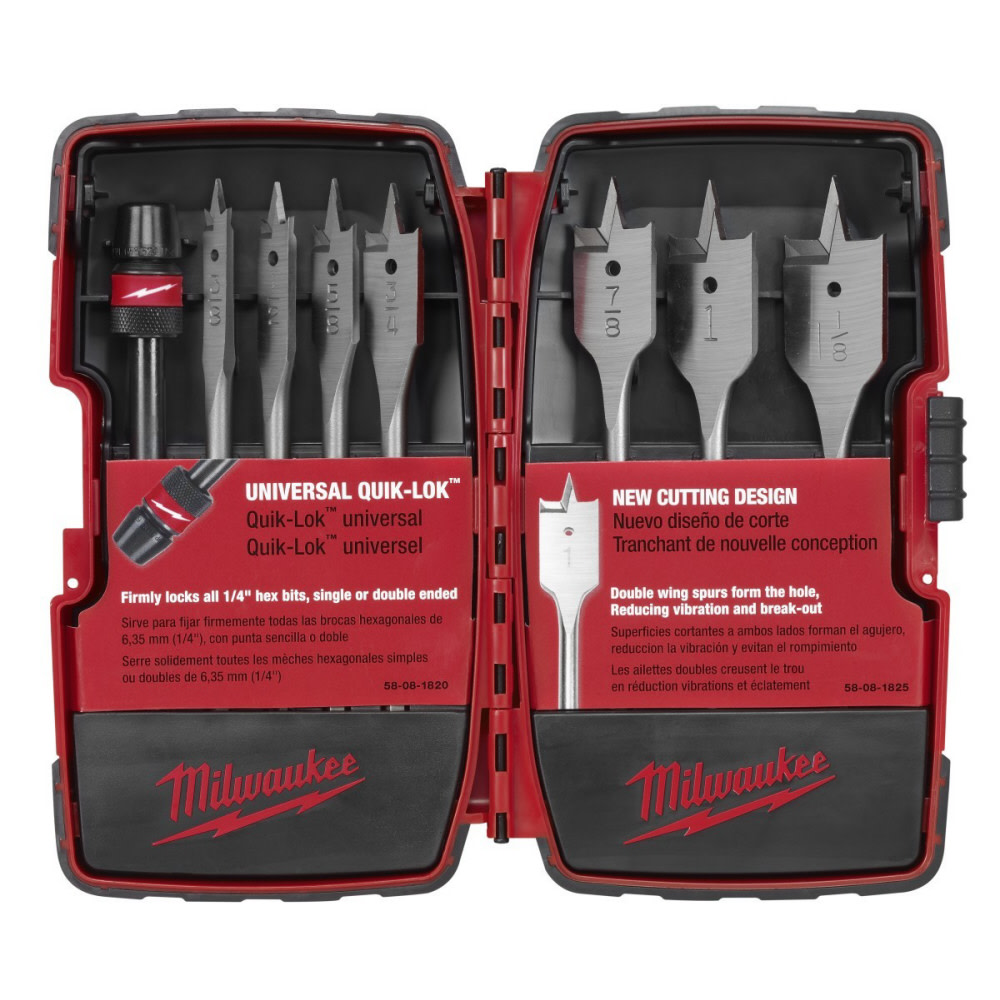 Milwaukee 8 pc Flat Boring Bit Set - Ascmtools