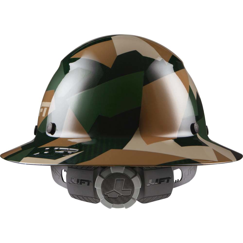 Lift Safety Hard Hat DAX Jungle Camo Carbon Fiber Full Brim - Ascmtools
