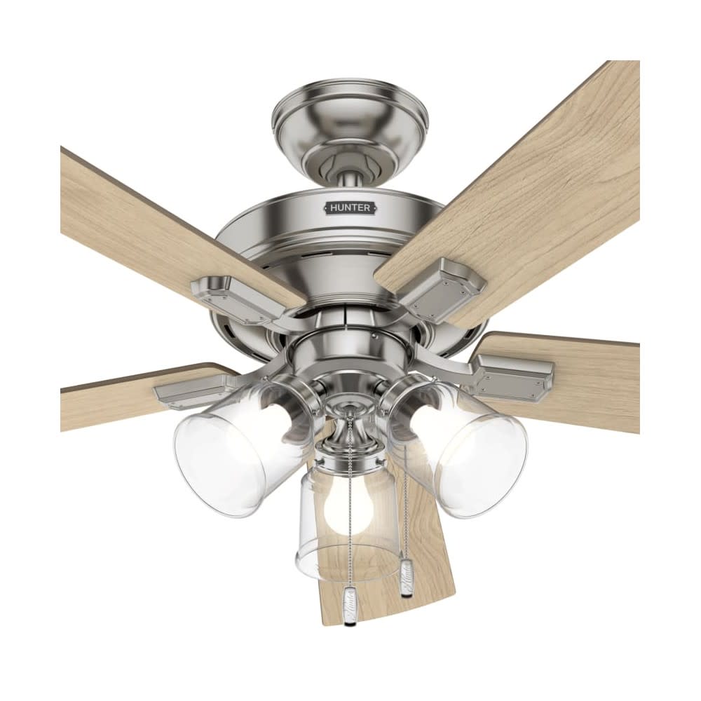 Hunter Fan Crestfield Ceiling Fan 52″ Nickel Bleached Grey Pine - Ascmtools
