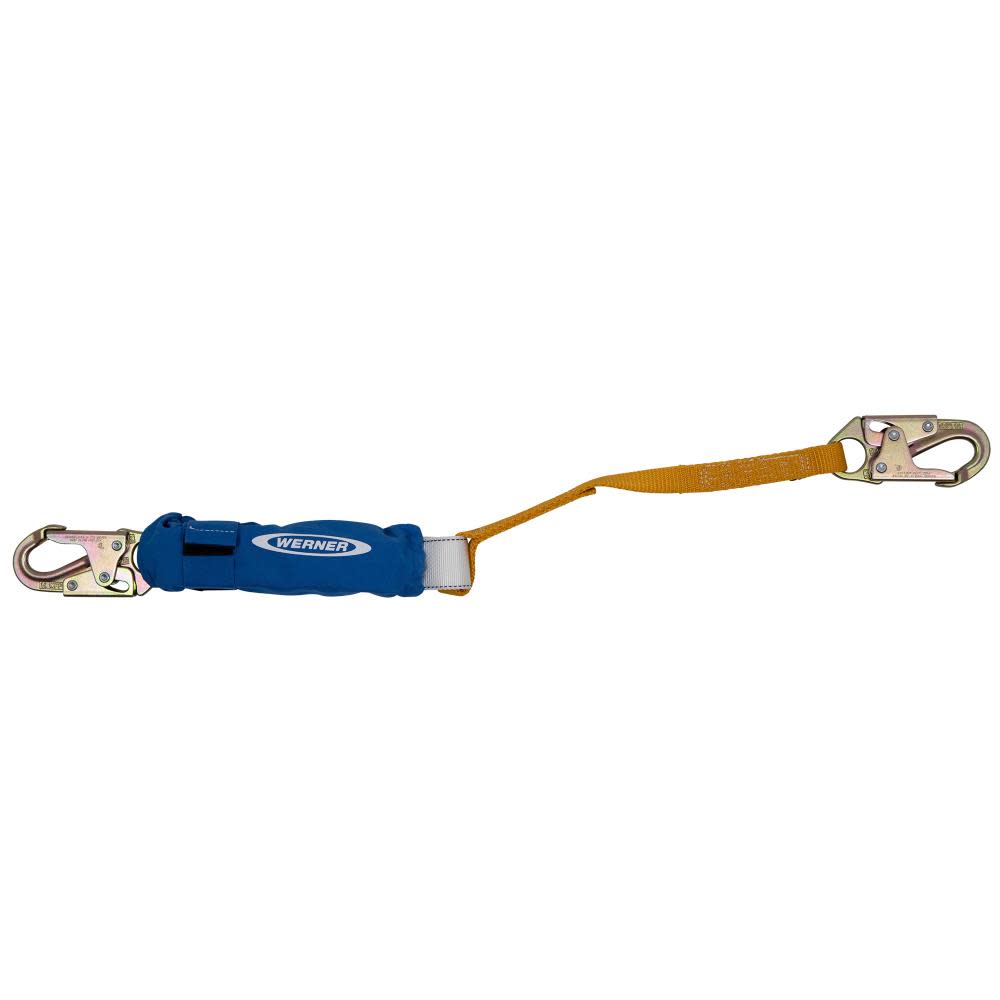 Werner 3ft DeCoil Lanyard (DCELL Shock Pack 1in Web Snap Hook) - Ascmtools