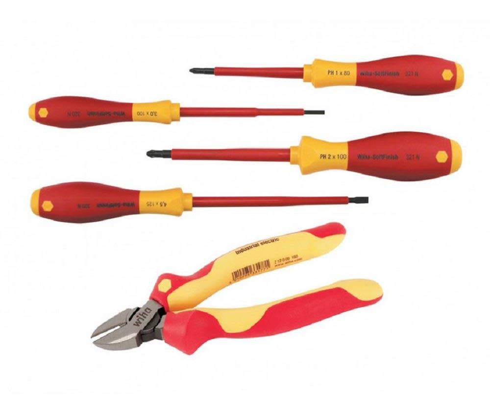 Wiha Insulated Industrial Cutters & Screwdriver Set 5 Piece - Ascmtools