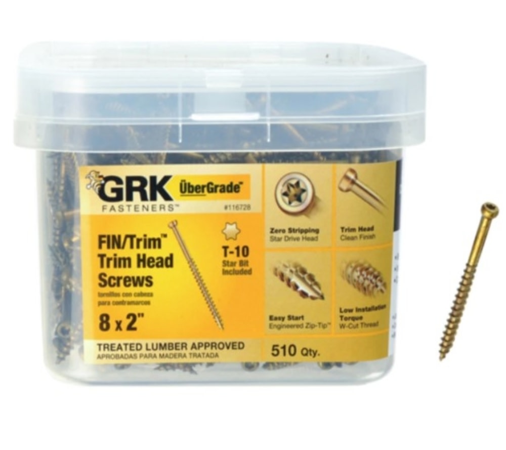 GRK Fasteners FIN/Trim Finishing Trim Head Screws #8 x 2″ 510qty - Ascmtools