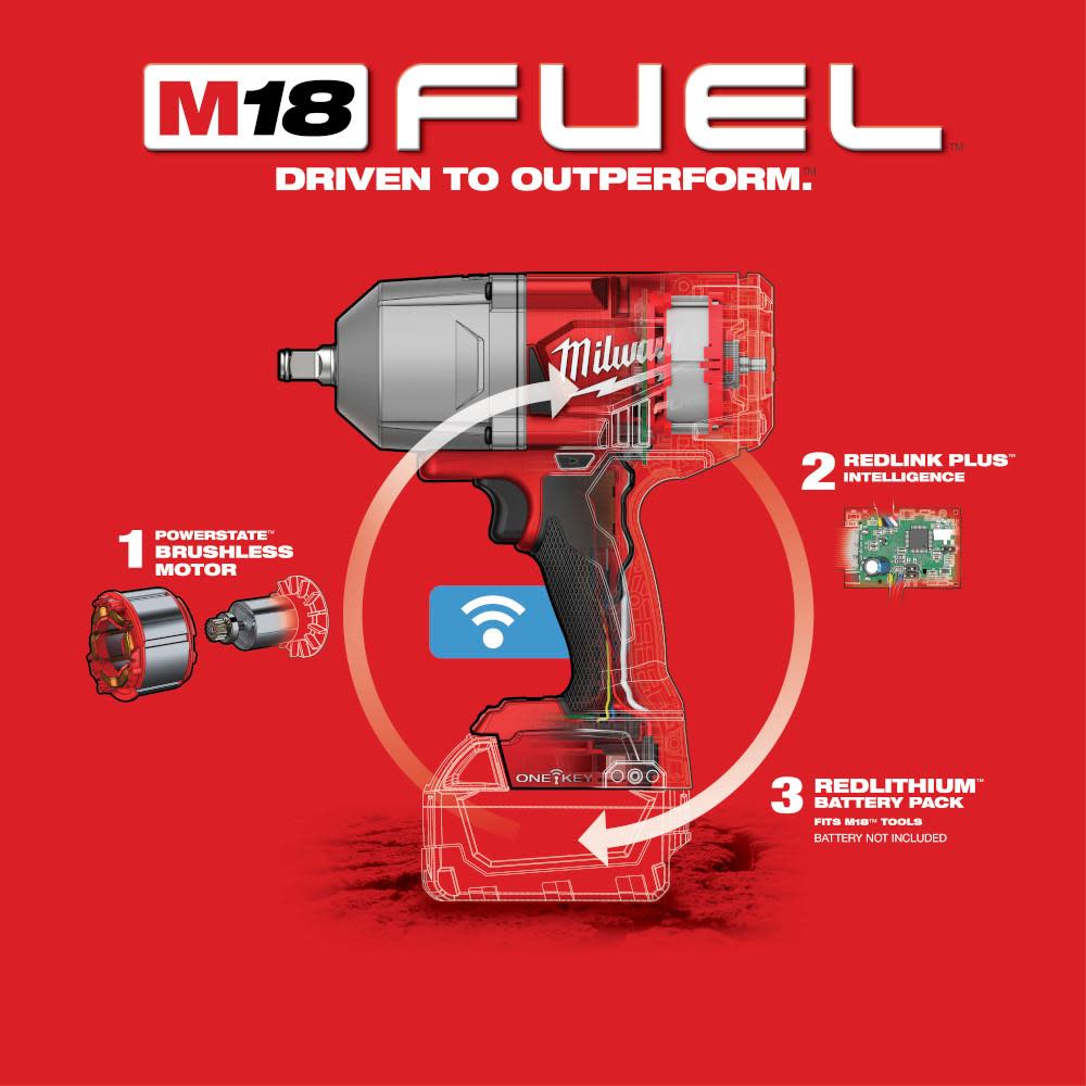 Milwaukee M18 FUEL with ONE-KEY High Torque Impact Wrench 1/2 in. Friction Ring - Ascmtools