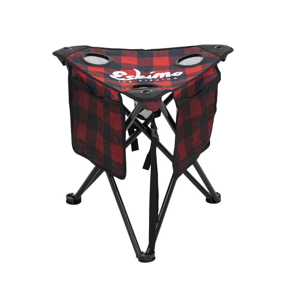 Eskimo X-Large Folding Ice Fishing Stool/Table with 600 Denier Fabric Plaid Pattern - Ascmtools