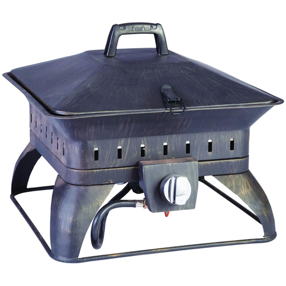 Living Accents Fire Pit Porcelain/Steel Portable Square Propane - Ascmtools