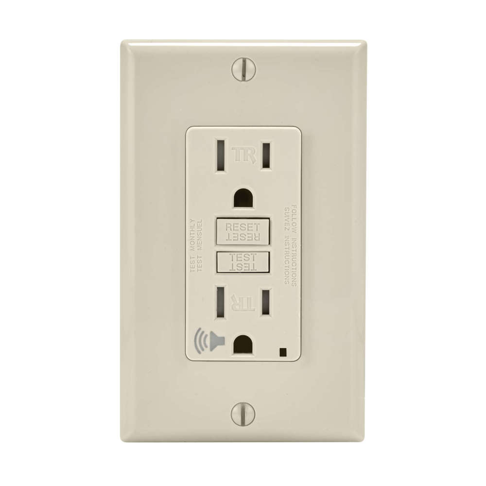 Leviton NEMA 5-15R Audible Outlet 15A 125V Light Almond - Ascmtools