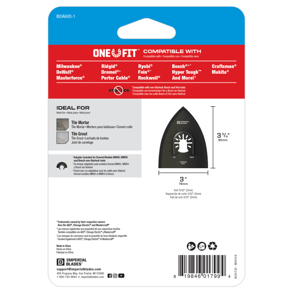 Imperial Blades IBOA600-1 One Fit 3″ Dual Carbide Grit Rasp 1PC - Ascmtools