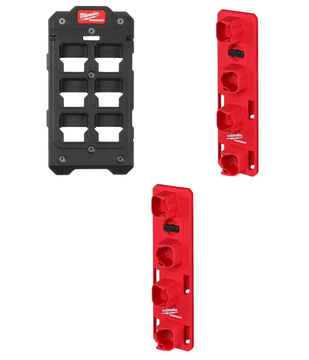 Milwaukee PACKOUT Wall Plate & 2pk M12 Battery Racks Bundle - Ascmtools