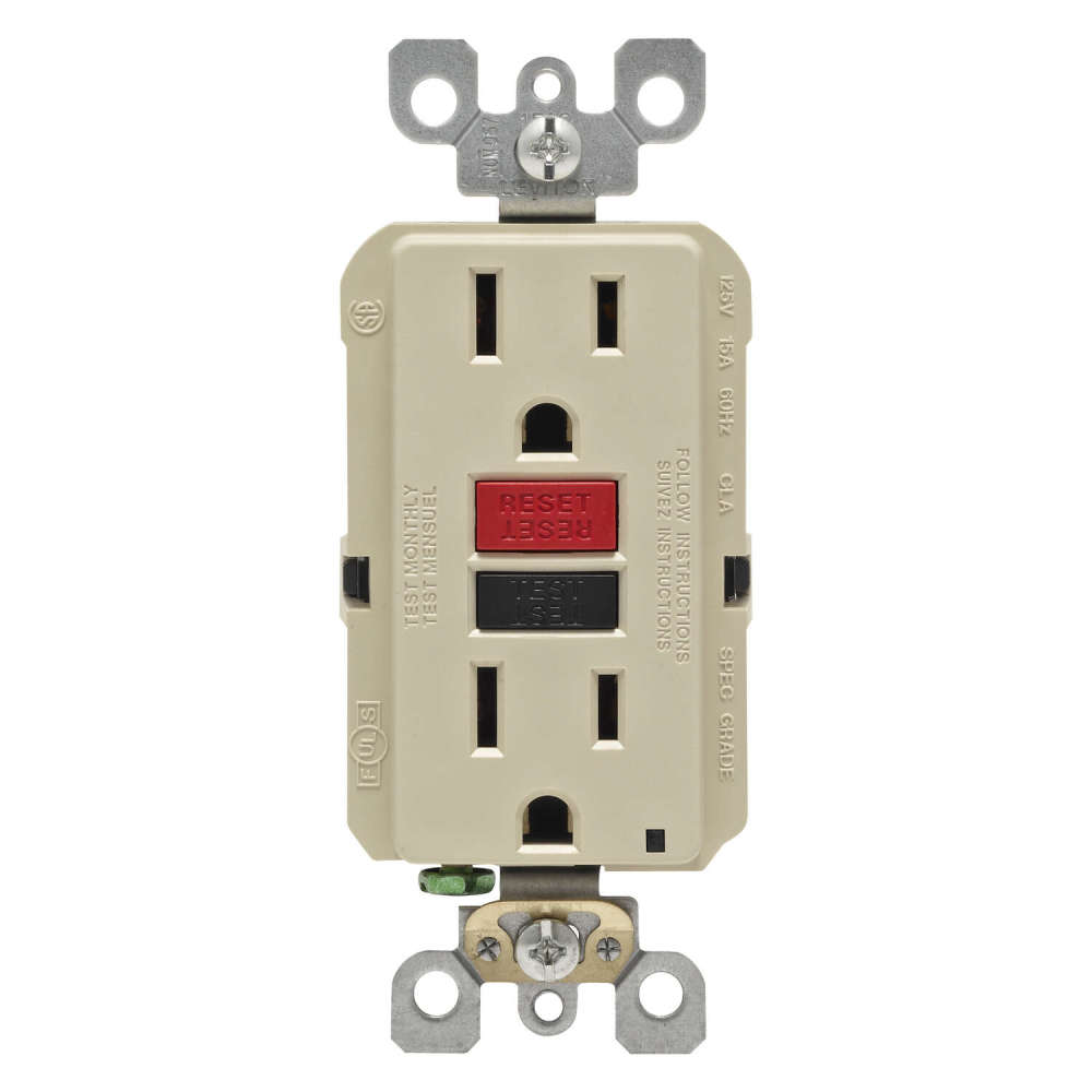 Leviton SmartlockPro GFCI Outlet 15A 125V Duplex Ivory NEMA 5-15R - Ascmtools