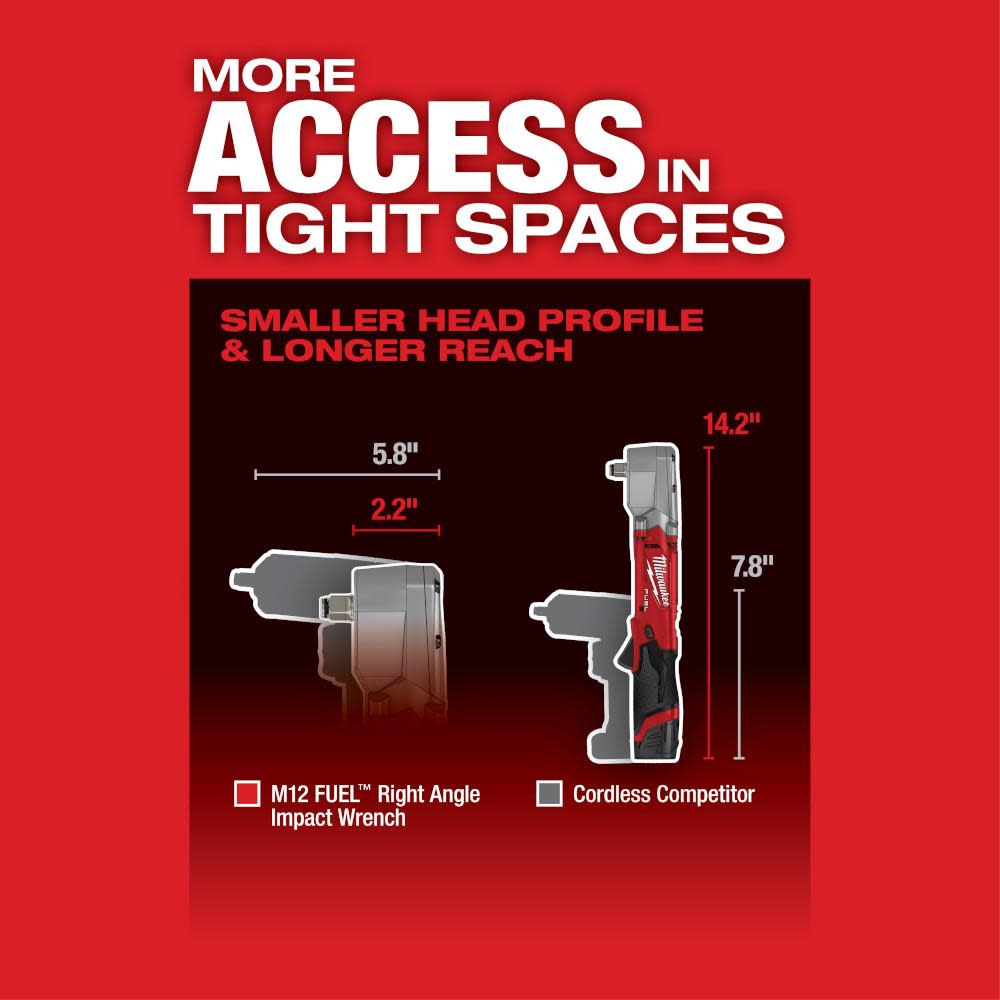 Milwaukee M12 FUEL 1/2″ Right Angle Impact Wrench Kit - Ascmtools