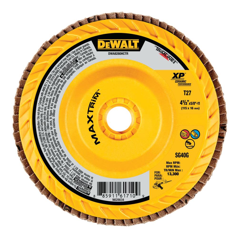 DEWALT 4 1/2″ X 5/8″ 11 40G T27 XP Ceramic Trim Flap Disc - Ascmtools