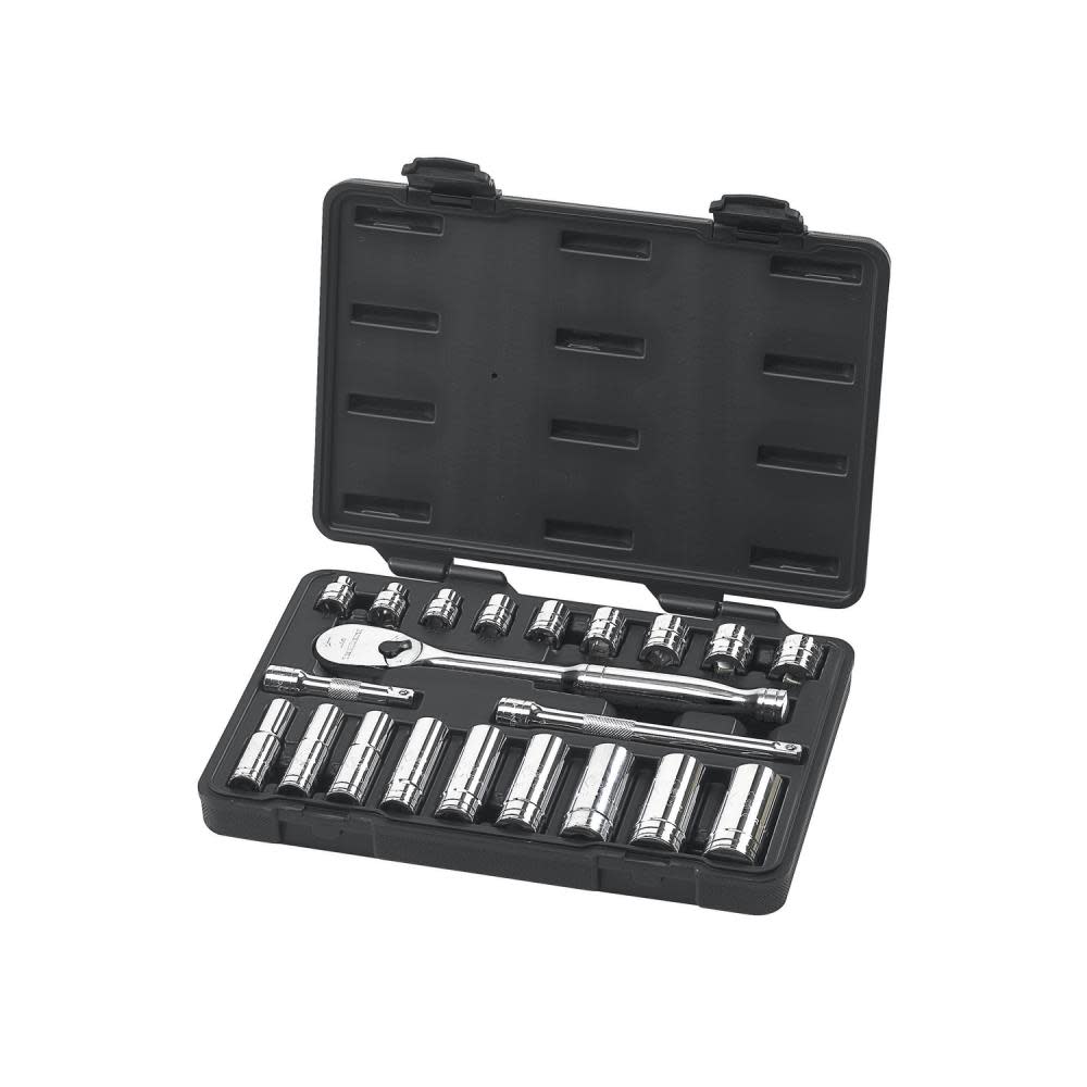 GEARWRENCH 21 Piece 3/8 Drive 6 and 12 Point Standard and Deep Mechanics Tool Set SAE - Ascmtools
