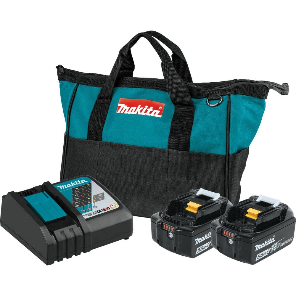 Makita 18V LXT Lithium-Ion Battery and Rapid Optimum Charger Starter Pack (5.0Ah) - Ascmtools