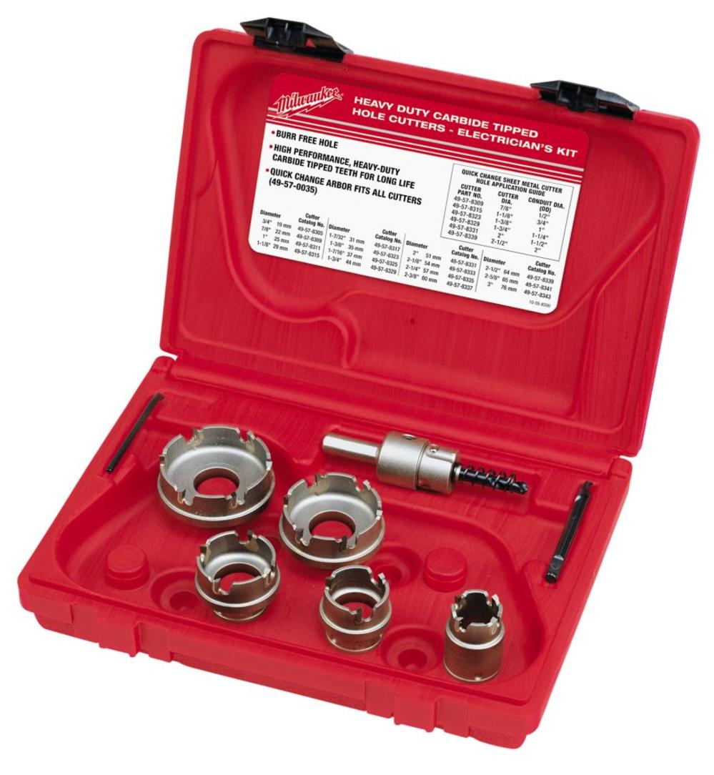 Milwaukee Electrician’s Sheet Metal Carbide Cutter Kit (7 Piece) - Ascmtools