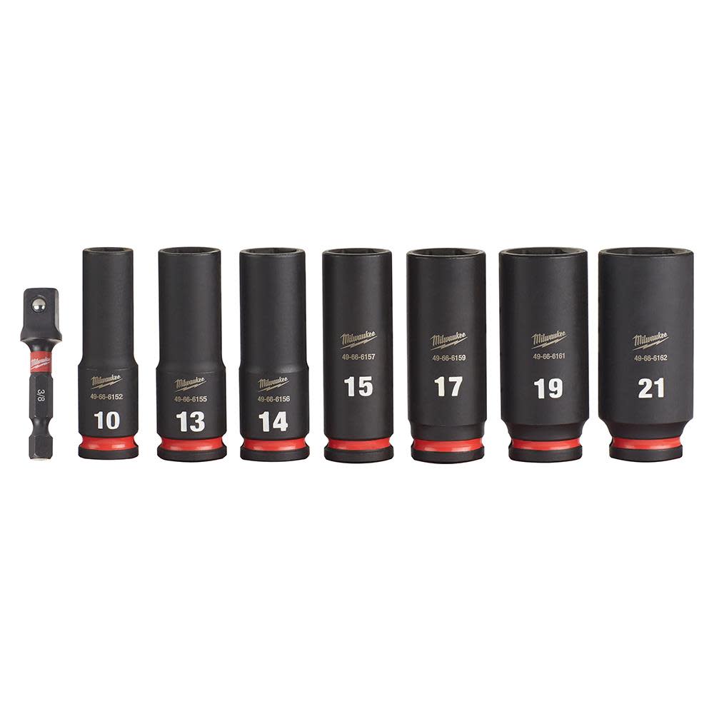 Milwaukee Impact Socket 3/8″ Drive Metric Deep 6 Point 8pc - Ascmtools