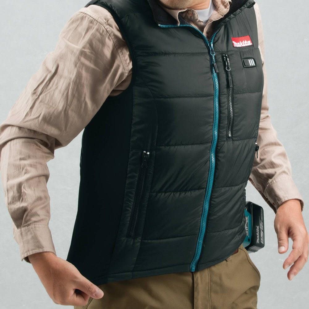 Makita Mens 3X Large Black 18 Volt LXT Lithium-Ion Cordless Heated Vest - Ascmtools