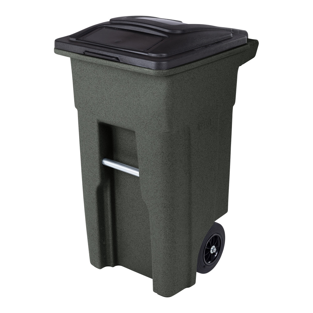 Toter 32 Gallon Greenstone Trash Can with Quiet Wheels and Attached Lid - Ascmtools
