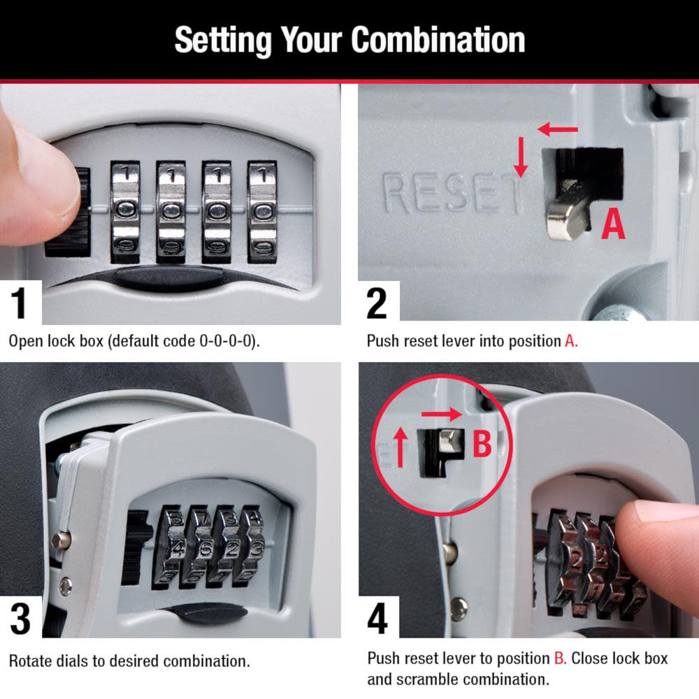 Master Lock 3-1/4in (83mm) Wide Set Your Own Combination Wall Lock Box - Ascmtools