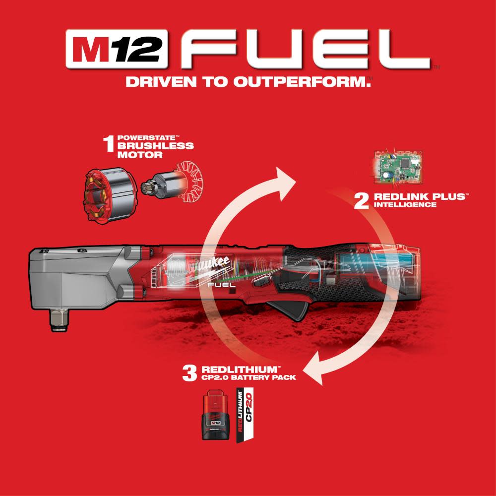 Milwaukee M12 FUEL 1/2″ Right Angle Impact Wrench Kit - Ascmtools