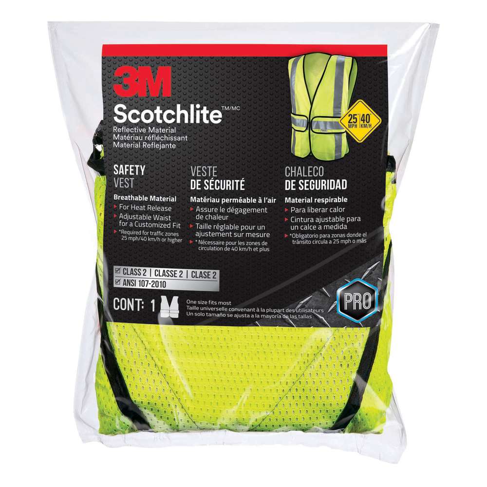 3M Scotchlite Safety Vest Yellow Hi Vis Reflective Construction - Ascmtools
