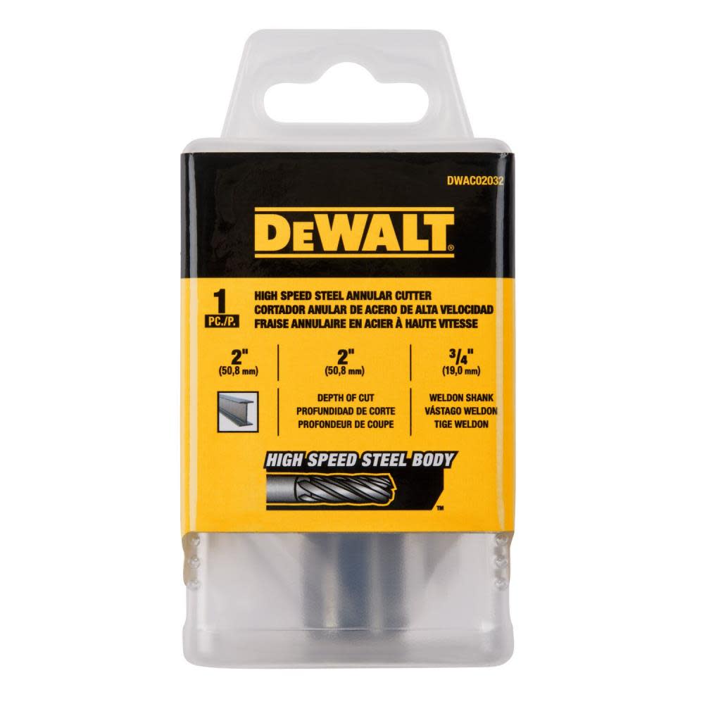 DEWALT Annular Cutter 2″ X 2″ HSS 3/4″ Weldon - Ascmtools