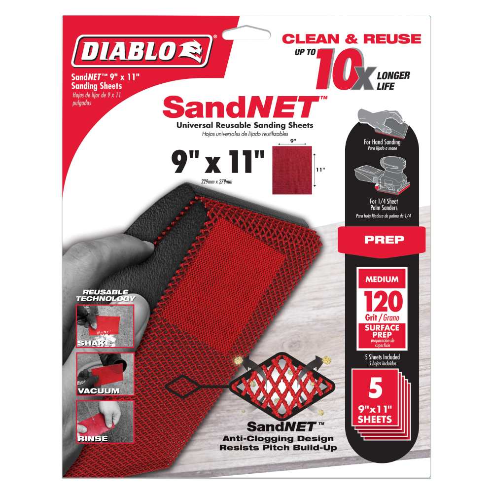 Diablo Tools SandNET Sanding Sheets 9″ x 11″ 120 Grit Universal Reusable - Ascmtools